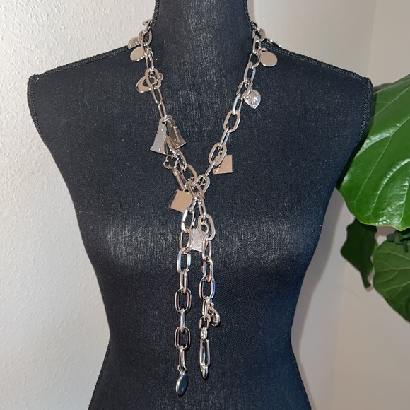 ESCADA Women’s RARE Vintage Silver Charm Chain Link Belt Stamped E Made in Spain - Picture 4 of 16